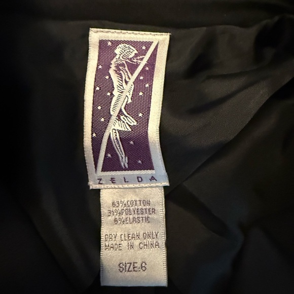 Zelda Black Military Style Tailored Silver Tone Button Blazer Sz 6 - Picture 3 of 7